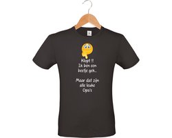 Mijncadeautje - T-shirt met tekst - unisex - 100% katoen - Klopt ik ben een beetje gek - OPA - zwart - maat XXL