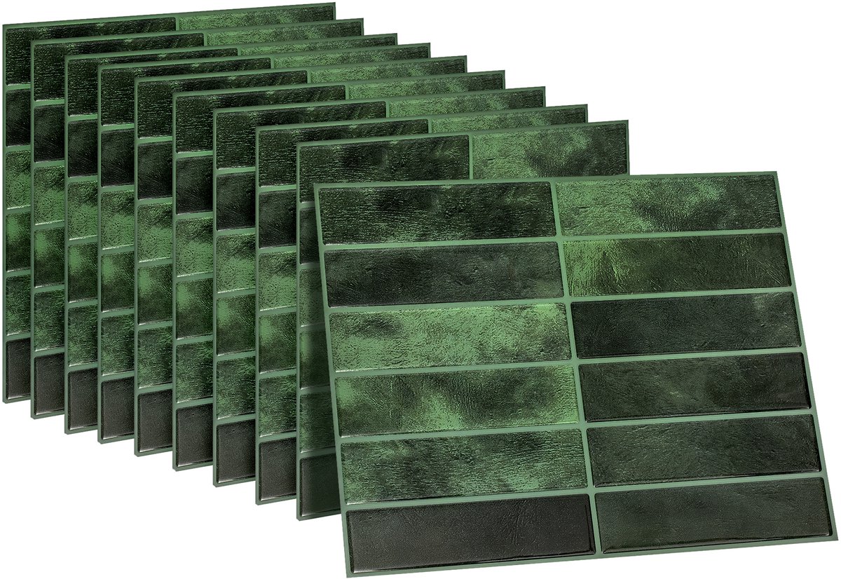 Dekorix plaktegels - Set van 10 zelfklevende tegels - Tegelstickers - Keuken - Badkamer - 29*22.9cm - Groen