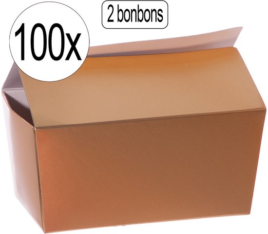 100x Ballotin 2 pralines or mat, Boîtes de bonbons 2 pralines emballage bonbons chocolat bonbons