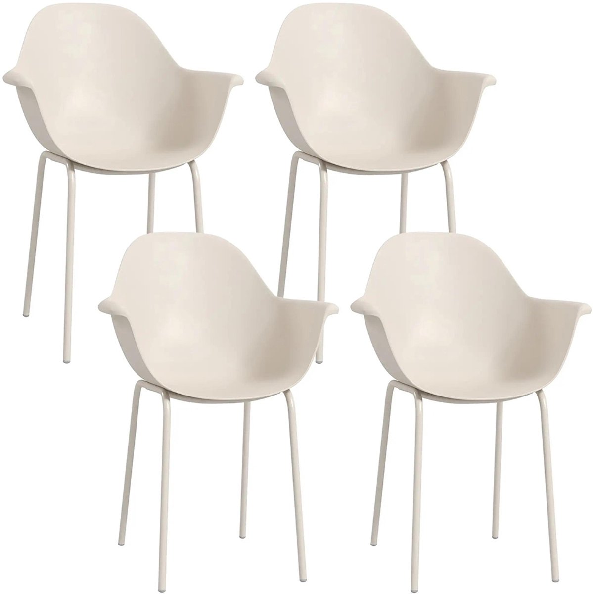 Sweiko Tuinstoelen - Set van 4 - Buitenstoel - 59cm x 55cm x 84cm - Beige