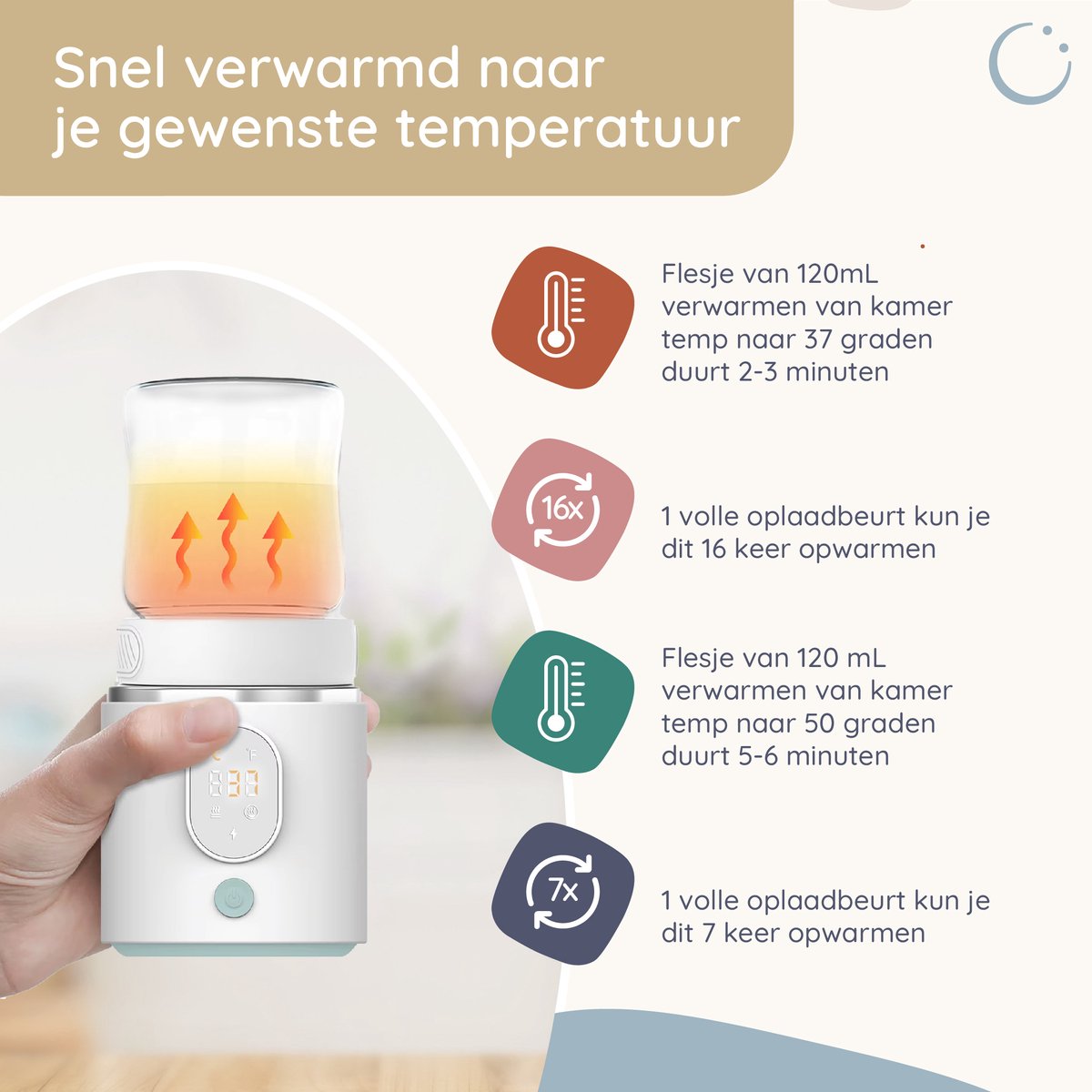 Numsy Nutriwarm - Draagbare Flessenwarmer thumbnail 4