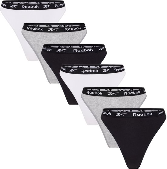 Reebok String Lotty - Maat XS - 6 Pack - Zwart/Wit/Grijs