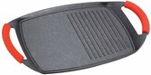 Royalty Line® BTG47M Grillplaat Inductie - 29 x 47 cm - Grillpan Inductie Voor Alle Warmtebronnen - Grill Pan Oven Vrij - Plancha Met Afneembare Handvatten - Grillpannen Antiaanbaklaag - Zwart