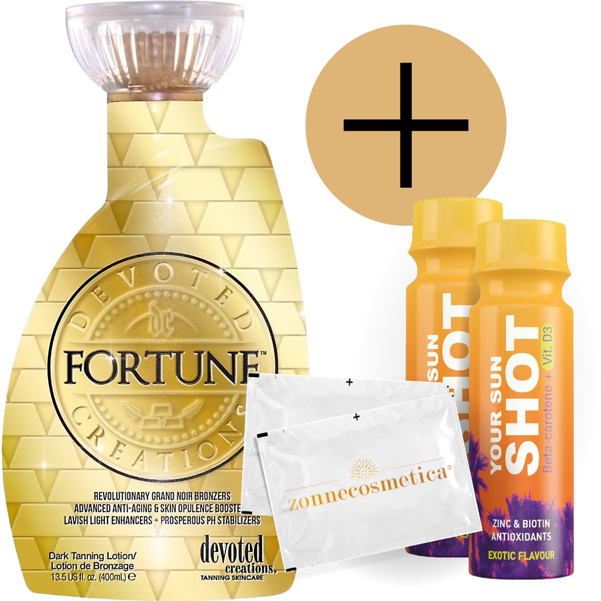 Devoted Creations - Fortune + 2 Your Sun Shots + 2 Verfrissingsdoekjes
