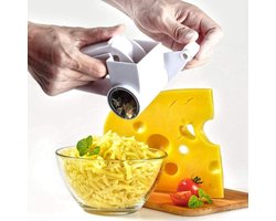 Kaasraspen - Kaasraspen met handgrepen - Parmezaanse kaasraspen - Handbediende roterende kaasraspen - Kaasraspen voor harde kazen, chocolade, noten - Gemakkelijk te gebruiken en schoon te maken