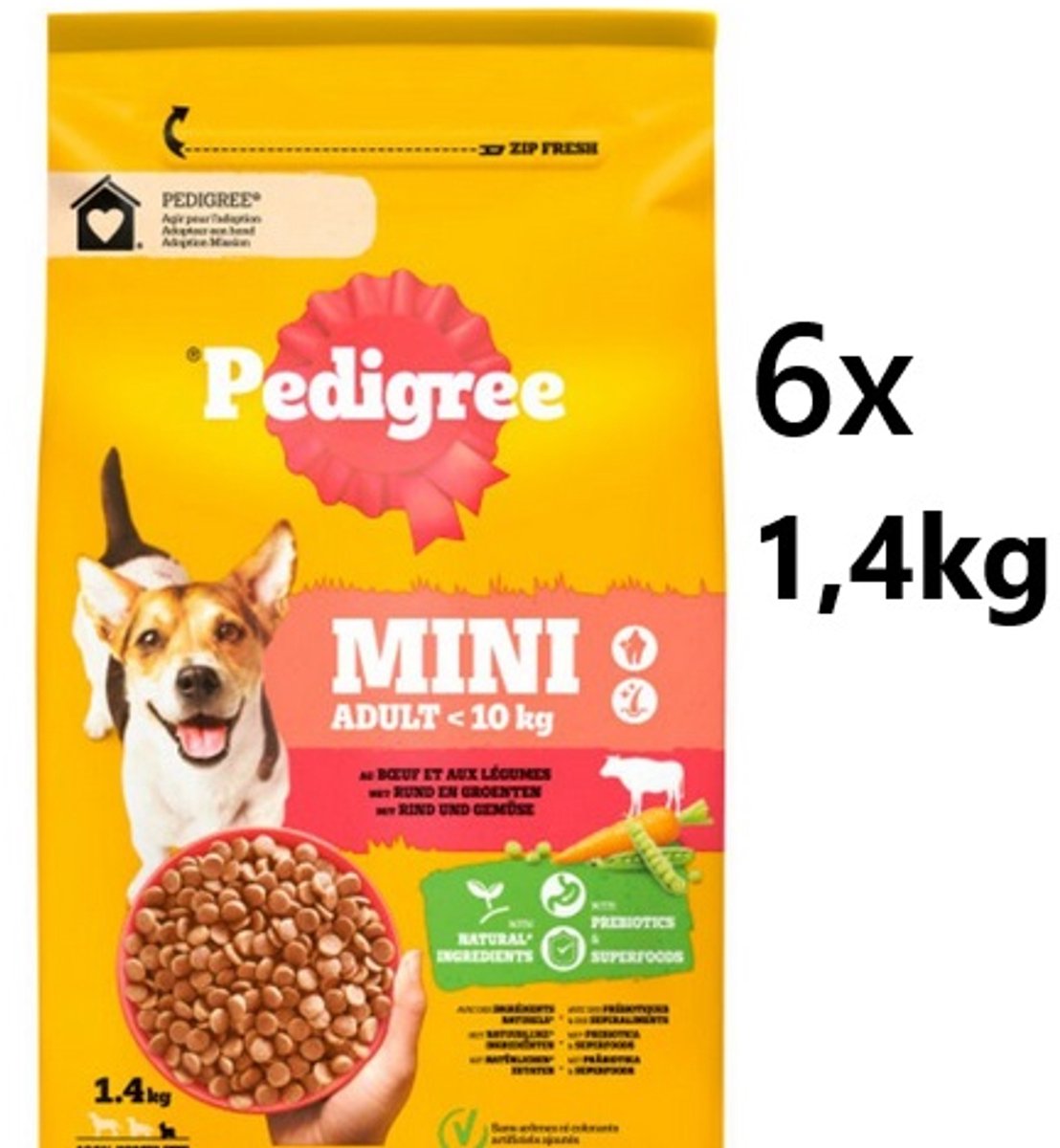 Pedigree Pedigree Adult Hondenbrokken Mini Rund - multipak 6x 1,4 KG