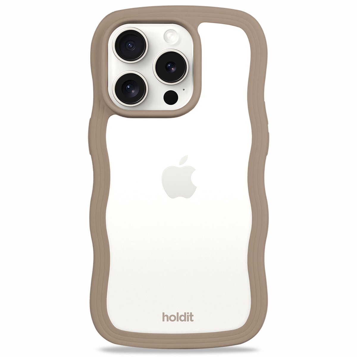 Holdit Wavy Case geschikt voor Apple iPhone 15 Pro Max - Mocha Brown / Transparent
