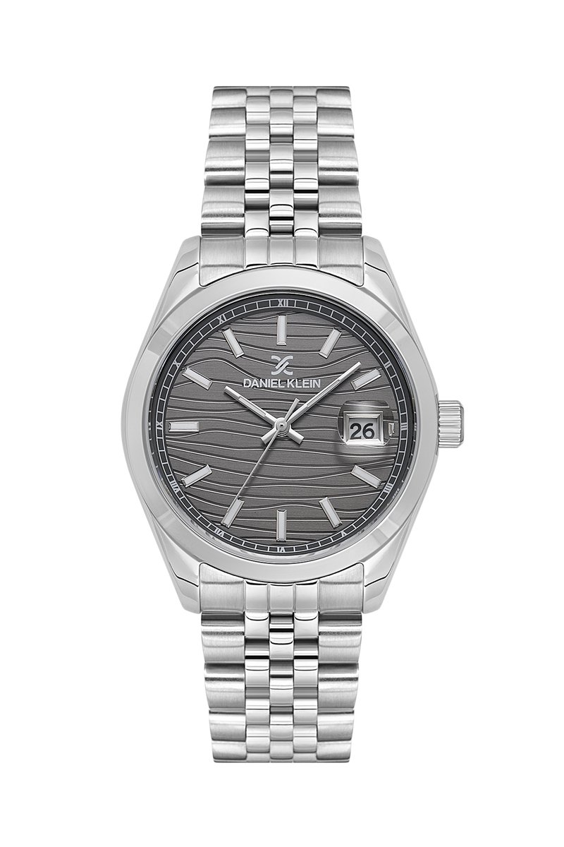 Daniel Klein DK.1.13883-2 - Horloge - Polshorloge - Analoog - Unisex - stalen band - Rond - Metaal - Datumaanduiding - Streepjes - Zilverkleurig - DonkerGrijs