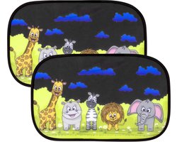Nuvance Zonnescherm Auto - 2 Stuks - met UV Protectie voor Baby en Kind - Zonwering Zijruiten - Zelfklevend - One Size - Dieren