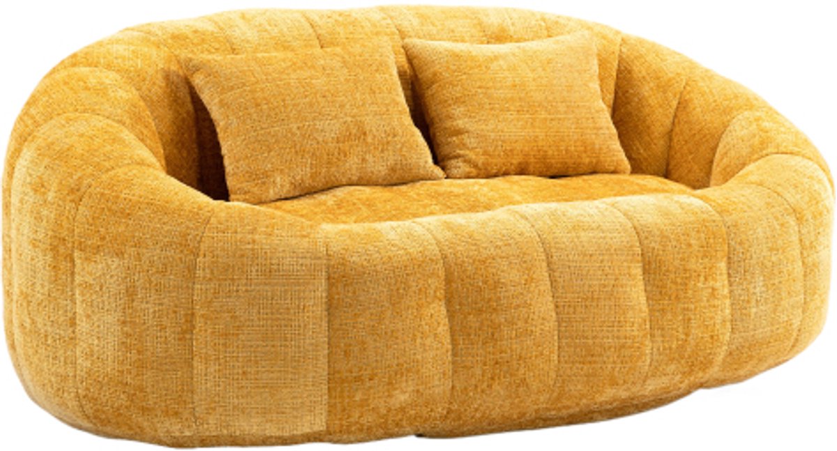 Gotagee Zitzak bank Lounge Sofa Lounger Hoge Rug Zitzakstoel Bank voor Volwassenen en Kinderen, Vloer Zachte Loungestoel (Geel Chenille)