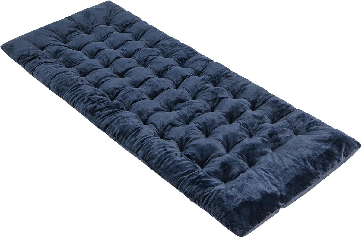 COSTWAY Katoenen veldbedkussen, 7 cm dikke mat met 4 bevestigingsbanden, multifunctioneel voor campingbed, ligstoel, tuinligstoel, 190 x 70 cm