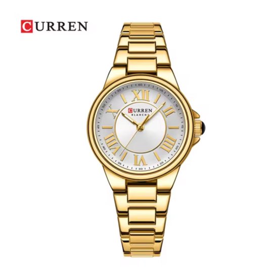 Curren - Montre - Montre Homme - Quartz - Cadran Argenté - Bracelet Or - 33mm - 9091