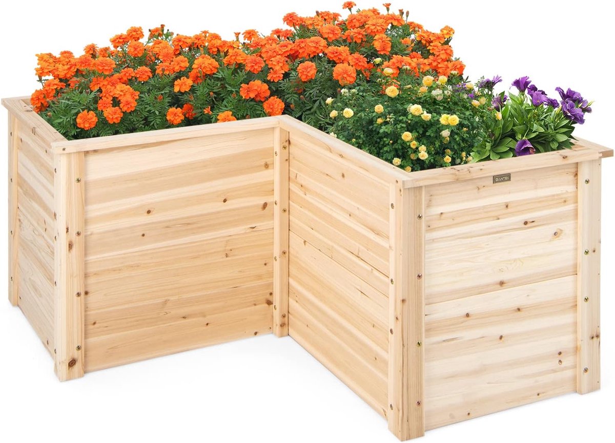 SureDeal® - Plantenbak - Bloempotten voor buiten - Moestuin - Plantenrek - Hout - 120x120x62 cm - Tuinplanten - Plantenbakken voor buiten