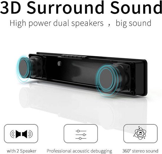 Bluetooth 5.0-luidspreker-Subwoofer-Soundbar-RGB dynamische lichteffecten PC-luidsprekers-professionele dual-mode geluidseffecten-Geschikt voor computers, mobiele telefoons en tv's — afbeelding 4