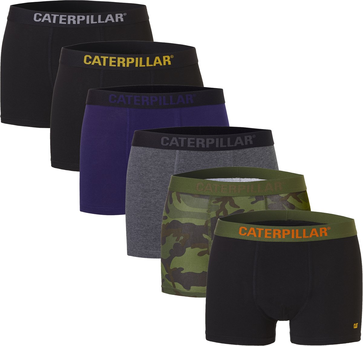 CAT Heren Boxershorts 6-Pack Multipack Effen/Camouflage - Maat XXL