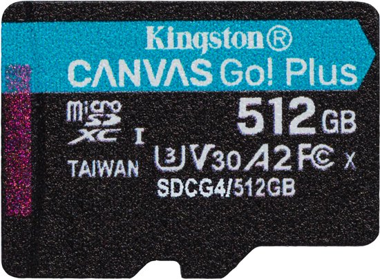 Kingston Technology 512GB microSDXC Canvas Go! Plus Gen4 200MB/s A2 U3 V30 kaart + adapter van Merkloos — afbeelding 5