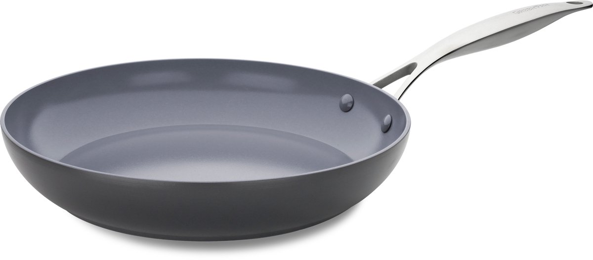 Greenpan Venice Pro Aluminium Koekenpan Ø 24cm – PFAS-vrij - Inductie – Ovenbestendig tot 220°C – Vaatwasserbestendig – Snelle opwarming – RVS handgrepen - Zwart