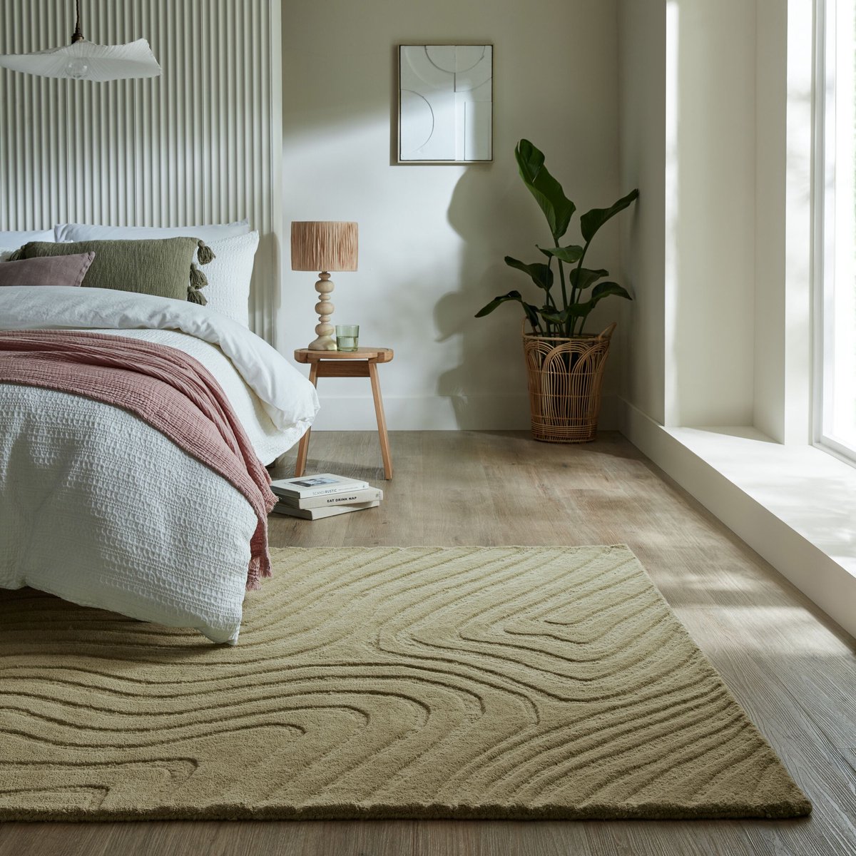 flycarpets Laagpolig Wollen Vloerkleed Mesmerize - Abstract - Sage / Groen 200x290 cm