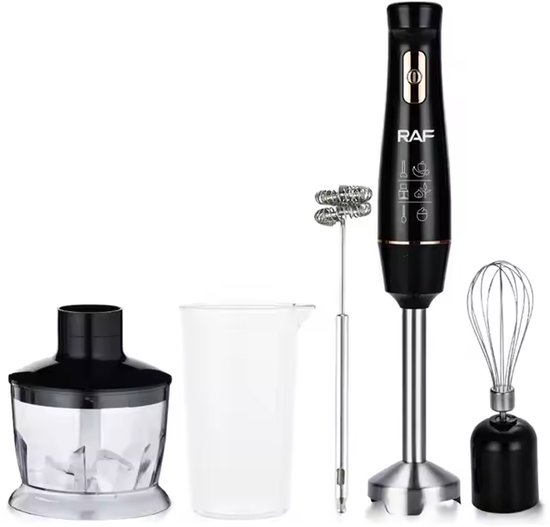 RAF - Staafmixer Set - 5-in-1 - Hand Blender - Elektrische Handmixer - Klopper - Staafmixer - BPA-vrij - Extreem Krachtig - Hakmolen - Garde - Maatbeker - Mengstaaf - Ook voor IJsklontjes - Complete Set van Merkloos — afbeelding 4