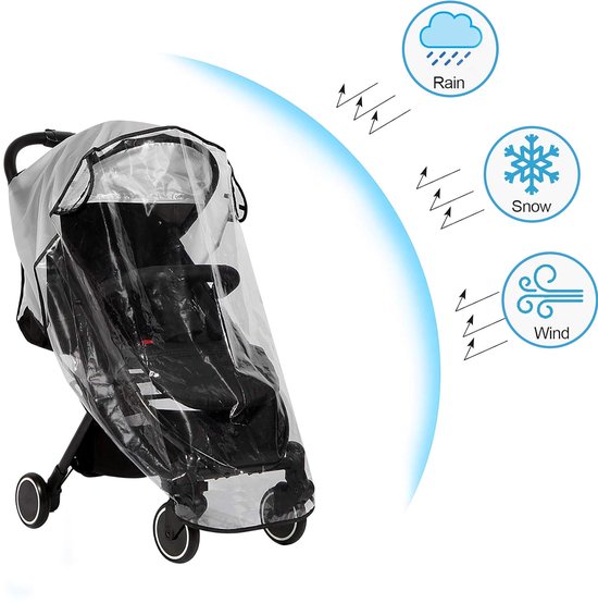 Housse de pluie pour poussette, adaptée à la pluie, la neige et le vent.