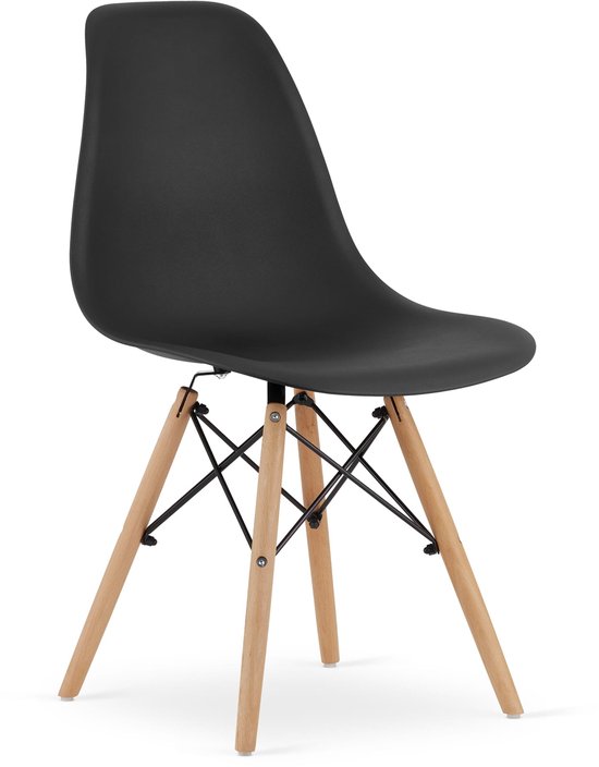 Chaise OSAKA noire / pieds naturels x 1