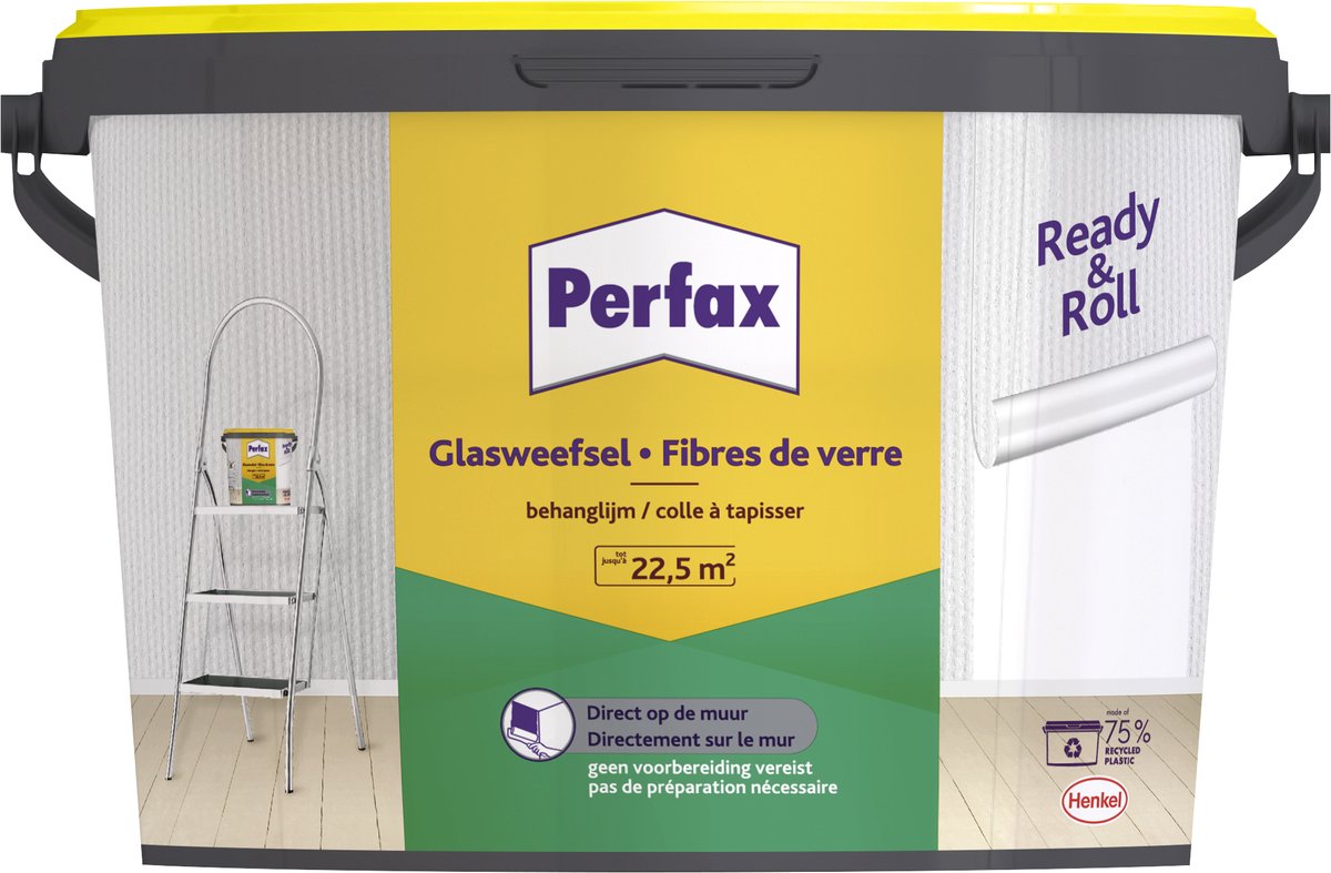 Perfax Ready&Roll Glasweefsel Behanglijm 4.5 kg | De Ultieme Oplossing voor Glasweefselbehang | Glasweefsellijm met Eenvoudige Toepassing | Transparante Behanglijm voor Duurzame Hechting