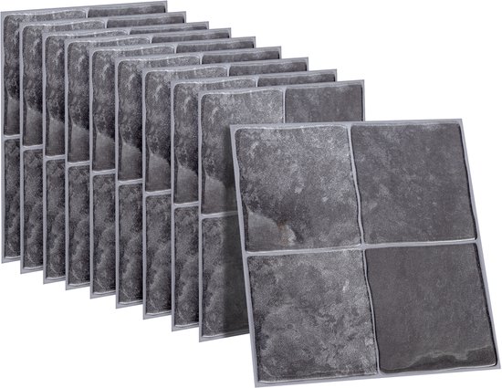 Carrelage adhésif Dekorix - Set de 10 carreaux autocollants - Autocollants carrelage - Cuisine - Salle de bain - 23*23cm - Grijs
