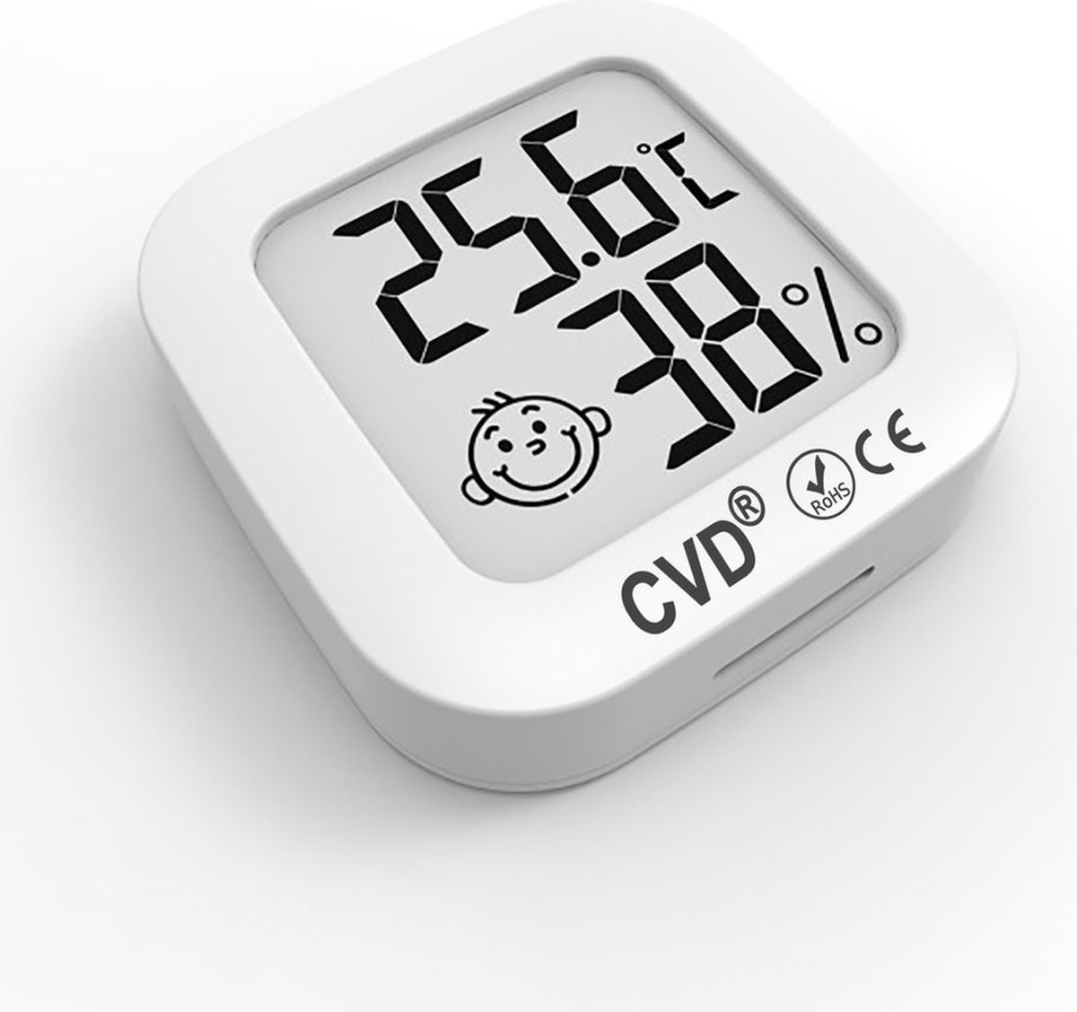 CVD® Thermometer - Hygrometer - Digitale Weerstation - Luchtvochtigheidsmeter - Thermometer Voor Binnen - Incl. Batterij En Plakstrip