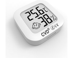 CVD® Thermometer - Hygrometer - Digitale Weerstation - Luchtvochtigheidsmeter - Thermometer Voor Binnen - Incl. Batterij En Plakstrip