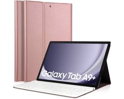 Hoes met Toetsenbord geschikt voor Samsung Tab A9 Plus / Tab A11 Plus - KeyGuard Book Case Cover Kunstleer Roségoud