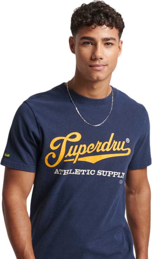 Superdry Vintage Scripted College Korte Mouwen Ronde Nek T-shirt Blauw XL Man