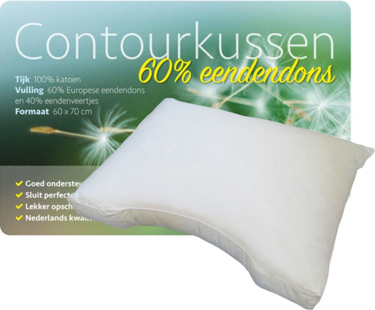 Isleep Contourkussen Dons - 60% Dons - 60x70 cm - Wit