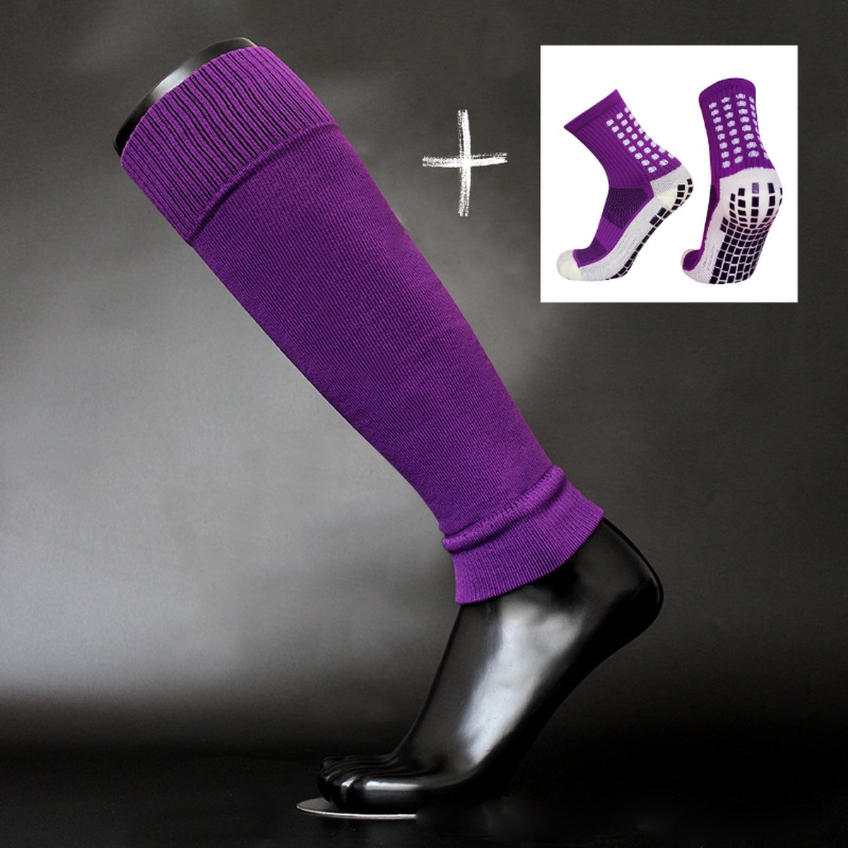 Knaak Voetloze sokken + Gripsokken set - Footless - Antislip - Paars