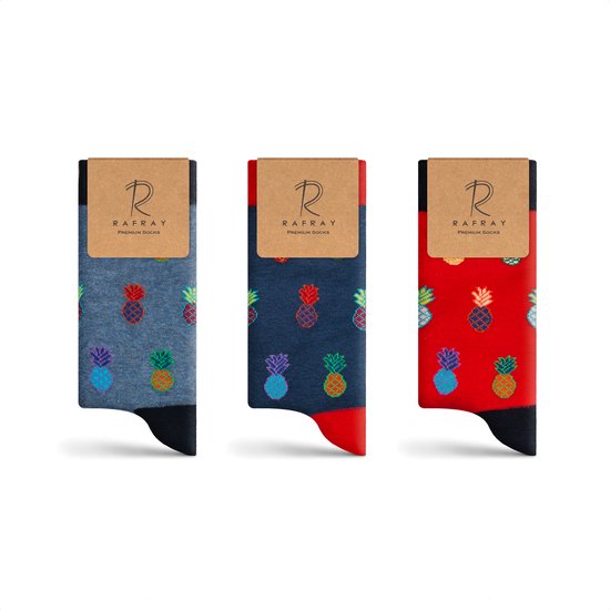 Rafray Socks Ananas Sokken Gift box - Premium Katoen - 3 paar - Maat 36-40