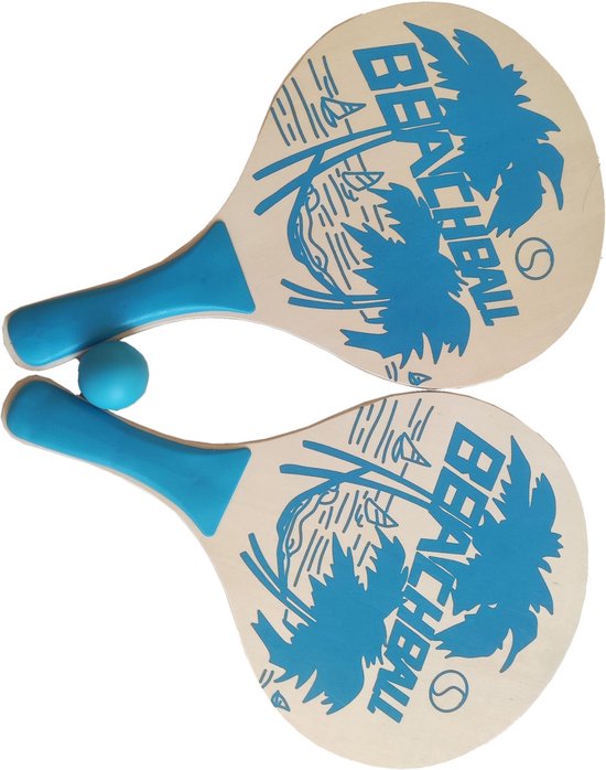 Summertime Beachball set - groen - hout - Rackets/batjes en bal ...