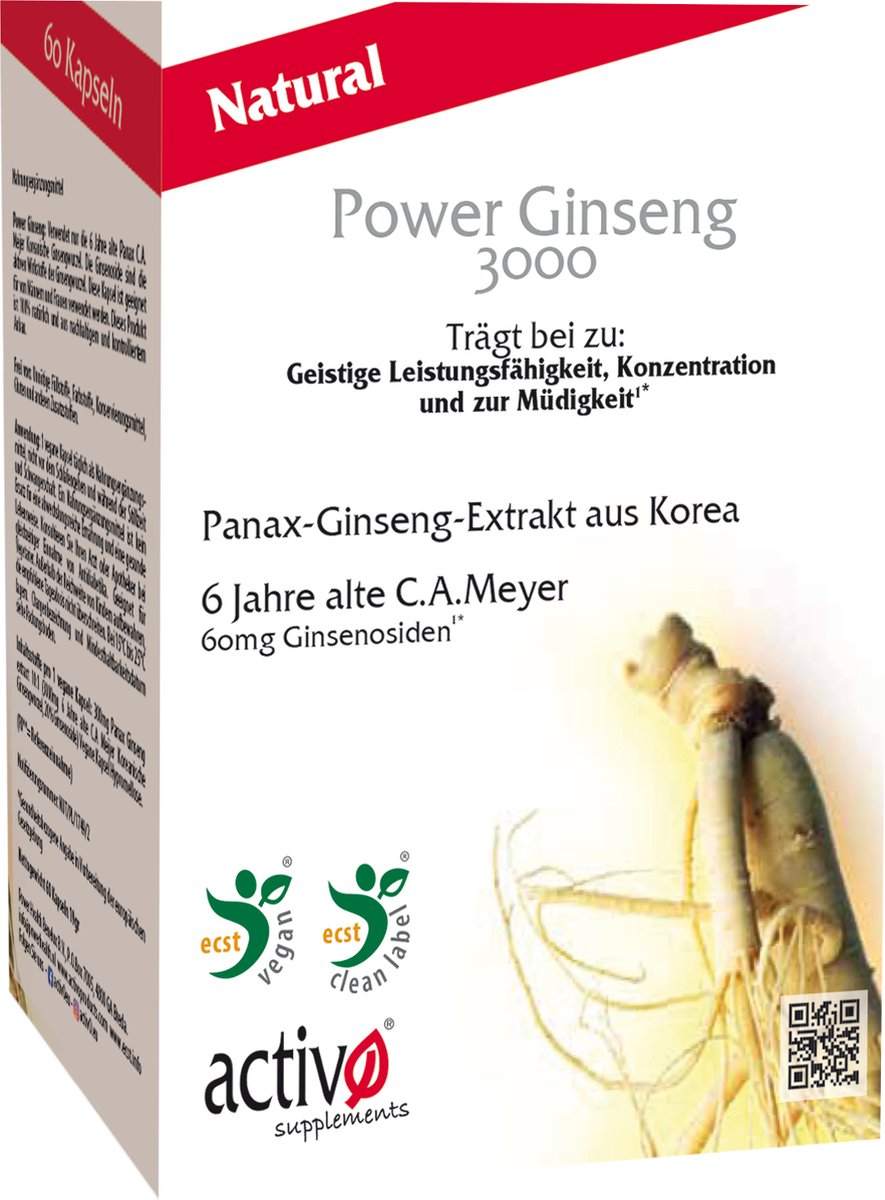 Goedkoopste Power Ginseng activO - 60 Capsules - Supplements
