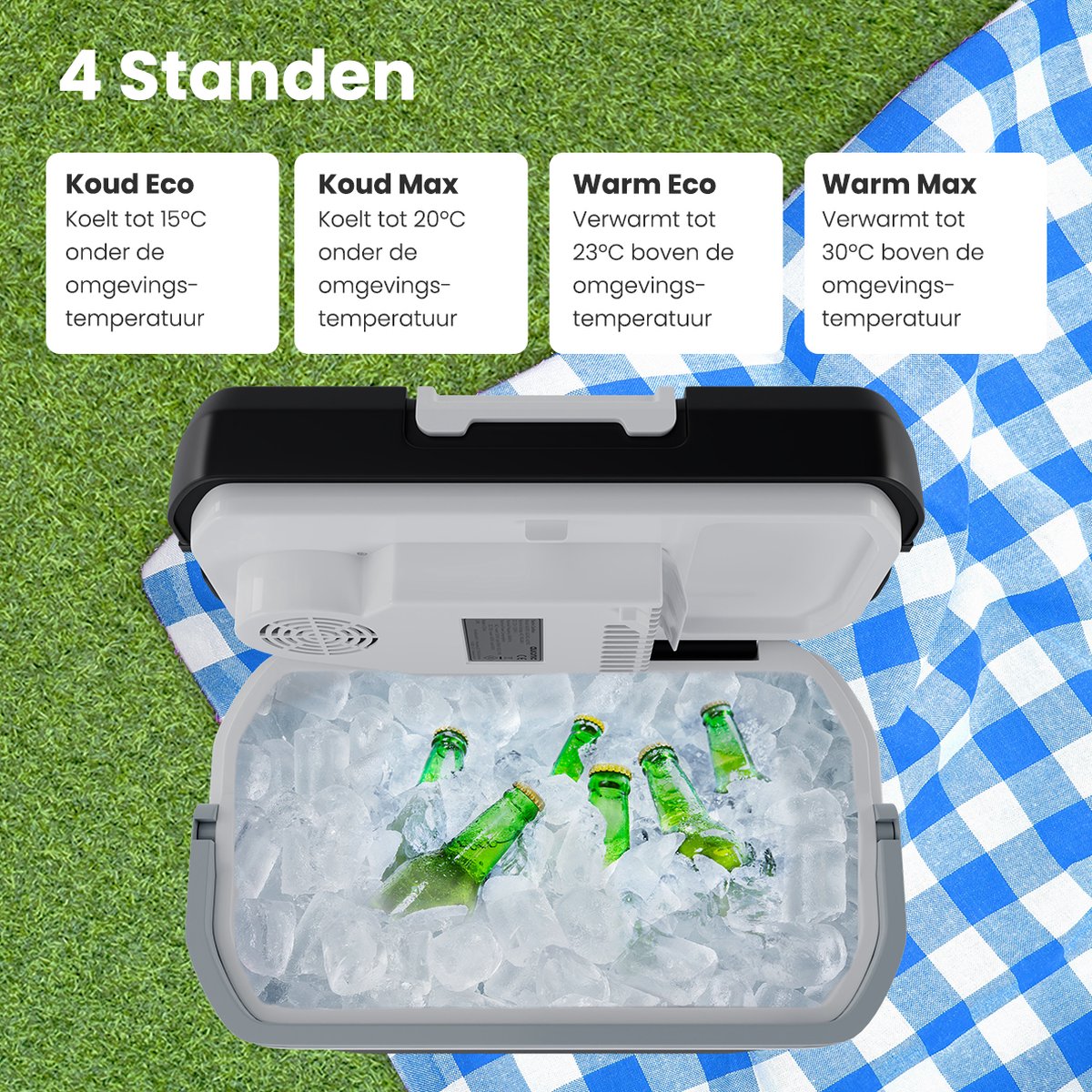 Auronic Koelbox Elektrisch 12V en 230 volt - 20L - Camping Koelkast - Auto - Koelen en Verwarmen - Frigobox - Zwart — afbeelding 7