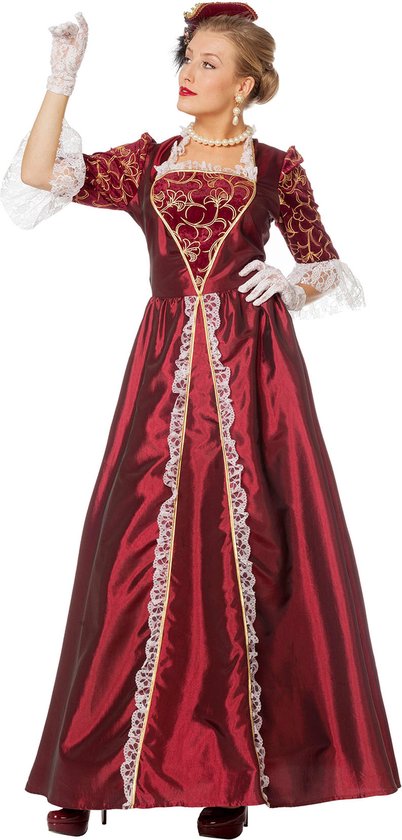 Markiezin taft jurk middeleeuwen bordeaux