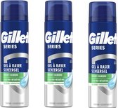 Gillette Scheergel - Series Moisturizer - 3 x 200 ml - Gevoelige Huid
