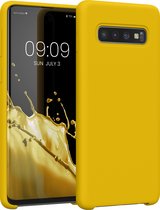 kwmobile telefoonhoesje geschikt voor Samsung Galaxy S10 - Hoesje met siliconen coating - Smartphone case in stralend geel