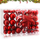 Kerstballen 101 stuks met boomtopper Ster kerstboomballen Plastic kerstboomballen Decoraties Boxset Kerstdecoratie, Bruiloft, DIY Feest Rood