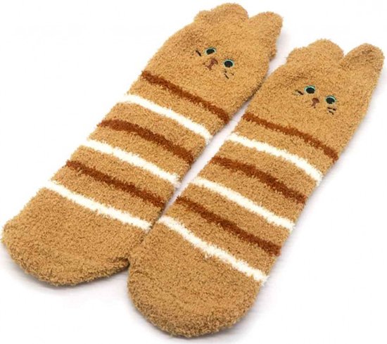 Fluffy sokken, warme wintersokken, 2 PAAR, huissokken, zacht, met konijnen motief, rabbit, maat one size (35-40), cadeautip!