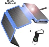 Banque d'alimentation IEsafy - chargeur solaire - énergie solaire - 26800mAh - solaire outdoor - avec 4 panneaux solaires pliables - bleu