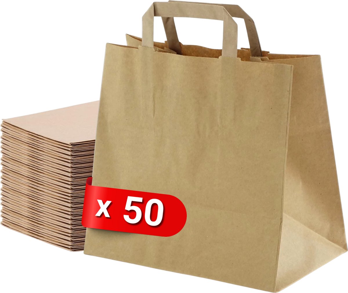 Tavas Papieren tasjes 50 stuks bruin 26x17x25 cm papieren tasjes met handvat Cadeautasjes verjaardag