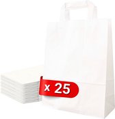 Tavas Sacs en papier 25 pièces blancs 22x10x28 cm Sacs en papier avec poignée Sacs cadeaux de Noël