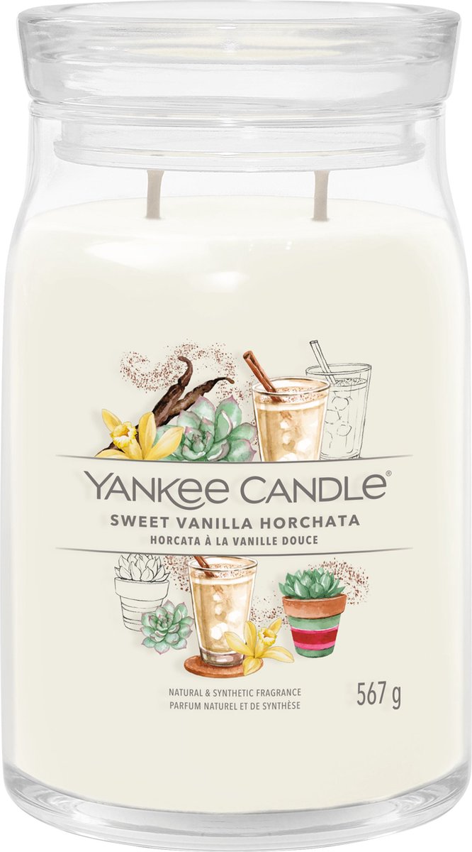 Yankee Candle Sweet Vanilla Horchata Large Jar Geurkaars - 90 branduren - twee lonten Creme