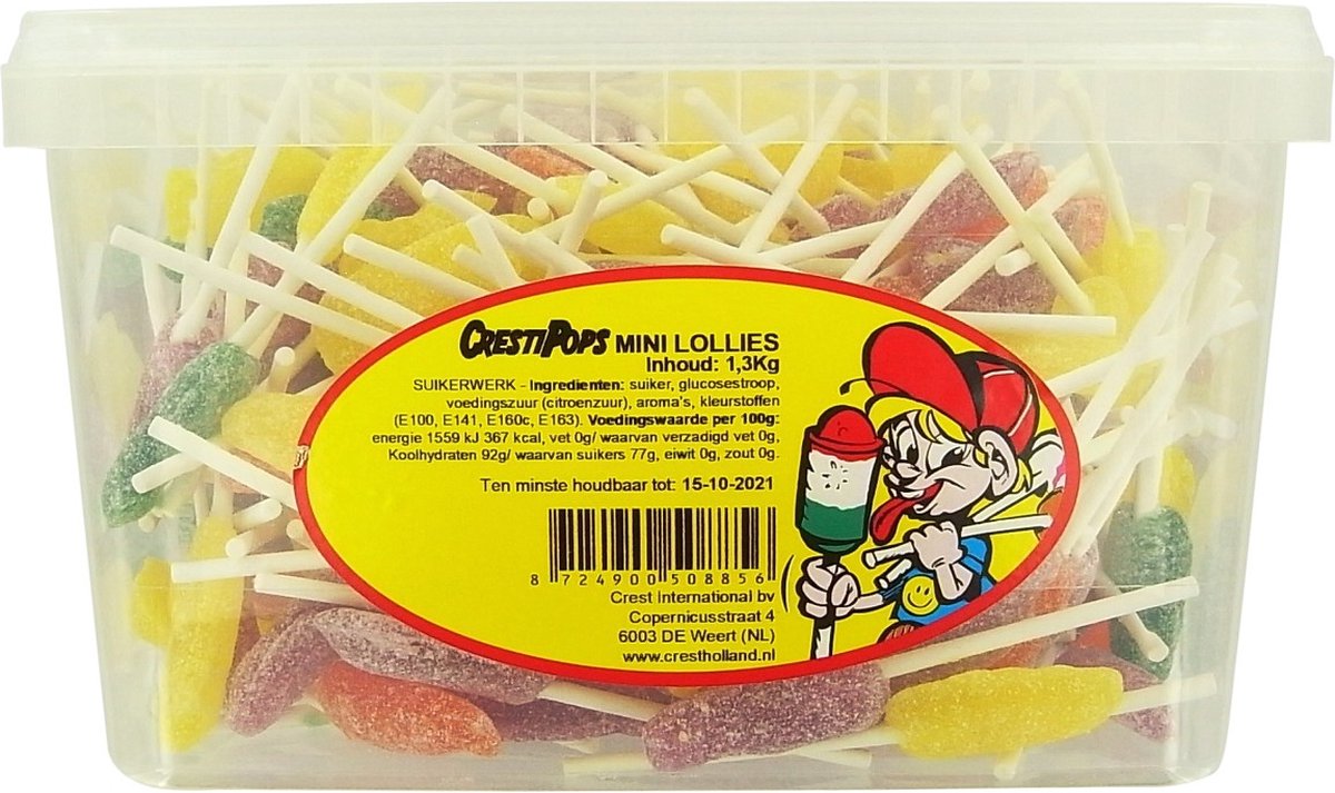 Crest Gesuikerde Mini Lollies (Likbits) - 1,3 kilo (plm 290 stuks)