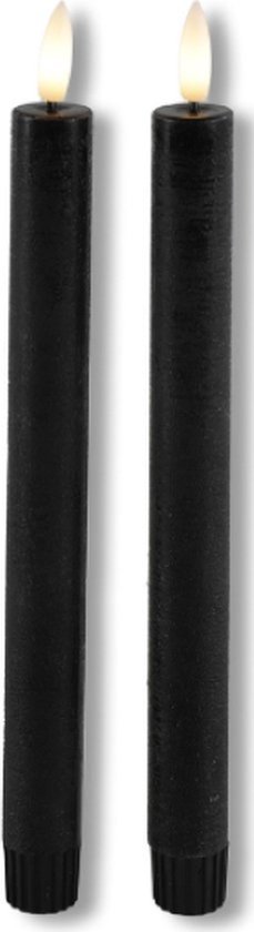 Led dinerkaars - zwart - Vintage en More - 25 cm - led kaarsen met bewegende vlam - led kaars op batterijen