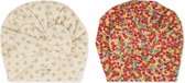 Konges Slojd Chleo 2-Pack Bambi Bonnet - Donna/Mirabelle - Tulban - Muts - Maat 3-6 mnd