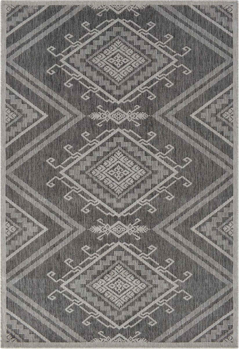 Vercai Rugs Terrace Collectie - Laagpolig Vloerkleed - Tapijt voor Binnen en Buiten - Polypropyleen - Pebble / Grijs - 200x290 cm